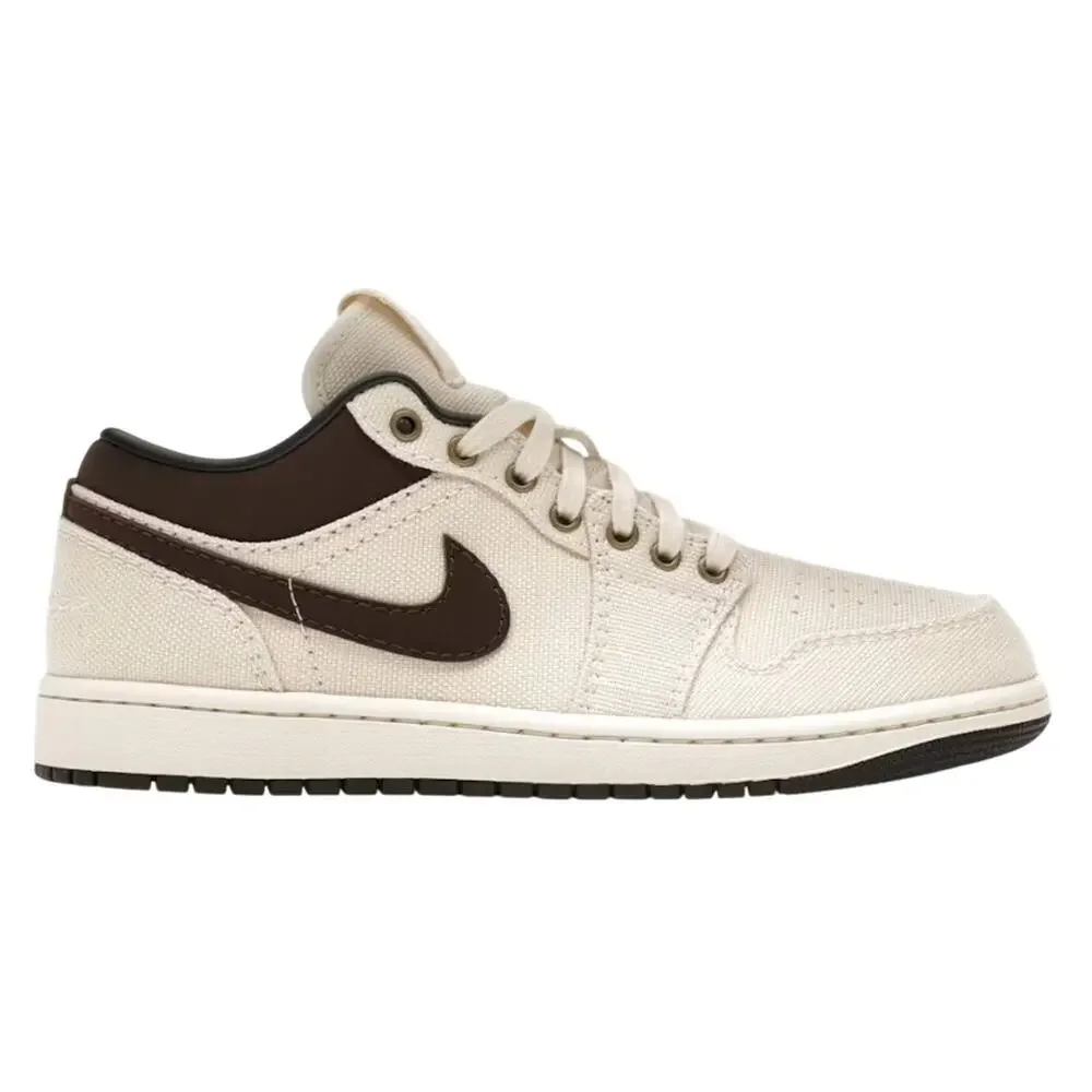 Jordan 1 Low Premium Men Sneaker in Pale Ivory Off Noir Baroque Brown, Size 8